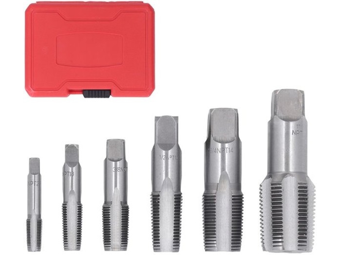 Aanbevolen Keuze - Pijptap Npt-draadtapset - Koolstofstaal - 6 Buismaten 1 Inch Tot 1/8 Inch - Handige Opslag - Roestbestendig - Lekvrije Verbindingen