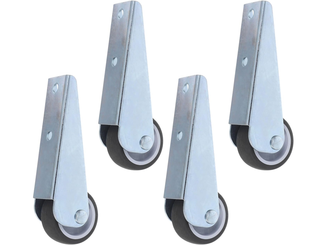Conjunto De 4 Rodízios De Porta Metálicos Prateados Com Núcleo Metálico, Para Instalação