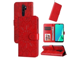 Capa De Celular Em Couro Com Estampa De Girassol Em Relevo Para Oppo A9/a5 2020
