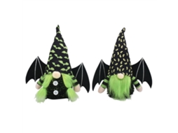 Conjunto de 2 Gnomos de Halloween Pelúcia com Asas de Morcego para Decoração de Prateleira em Camadas Outono Tomte Doll S/MARCA