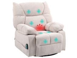 Poltrona Reclinável com Apoio para os Pés. Massagem e Aquecimento com 5 Programas e 8 Pontos Vibratórios. Bege Ge
