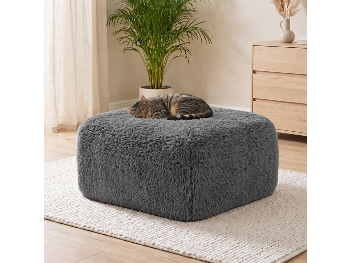 Aviana Ottoman Plush Fabric - Cinza
