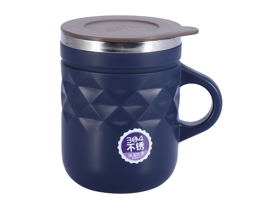 EIOORORRIY Caneca térmica de aço inoxidável com tampa e alça (azul)