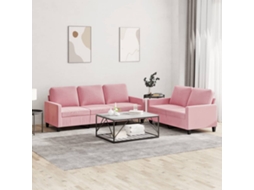 Vidaxl 2 Pcs Conjunto De Sofás Com Almofadões Veludo Rosa