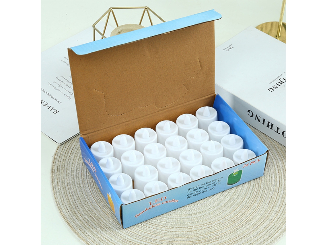 24pcs Vela Led Elétrica Sem Chama Reutilizável com Vários Modos de Luz para Festas | S/MARCA