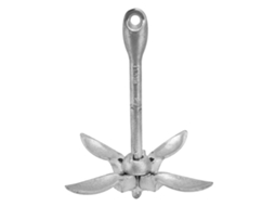 Âncora dobrável em aço carbono galvanizado, 4 braços, 1,5 kg, acessório para caiaque, canoa e barco, cor prata.