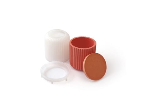 Moule Em Silicone Pot Liso E Nervurado Com Tampa Diâmetro 7,8 Cm H 8 Cm Jesmonite