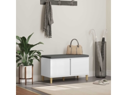 Vidaxl Banco De Hall Com Almofada Com Porta Branco 80 X 38 X 46 Cm