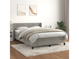 Vidaxl Cama Com Molas/colchão 140x190 Cm Veludo Cinzento-claro