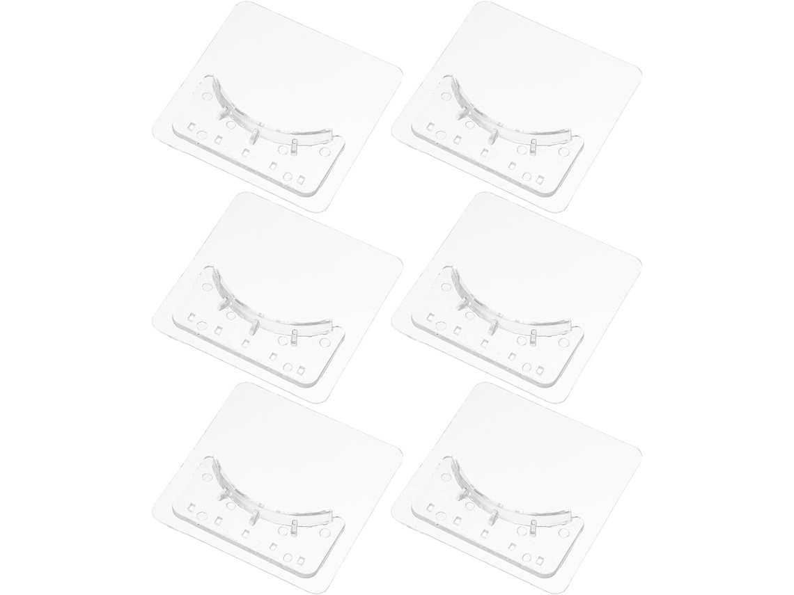 Conjunto de 6 pares de suportes adesivos para diversas cortinas, em plástico com design arredondado, firmes e resistentes.