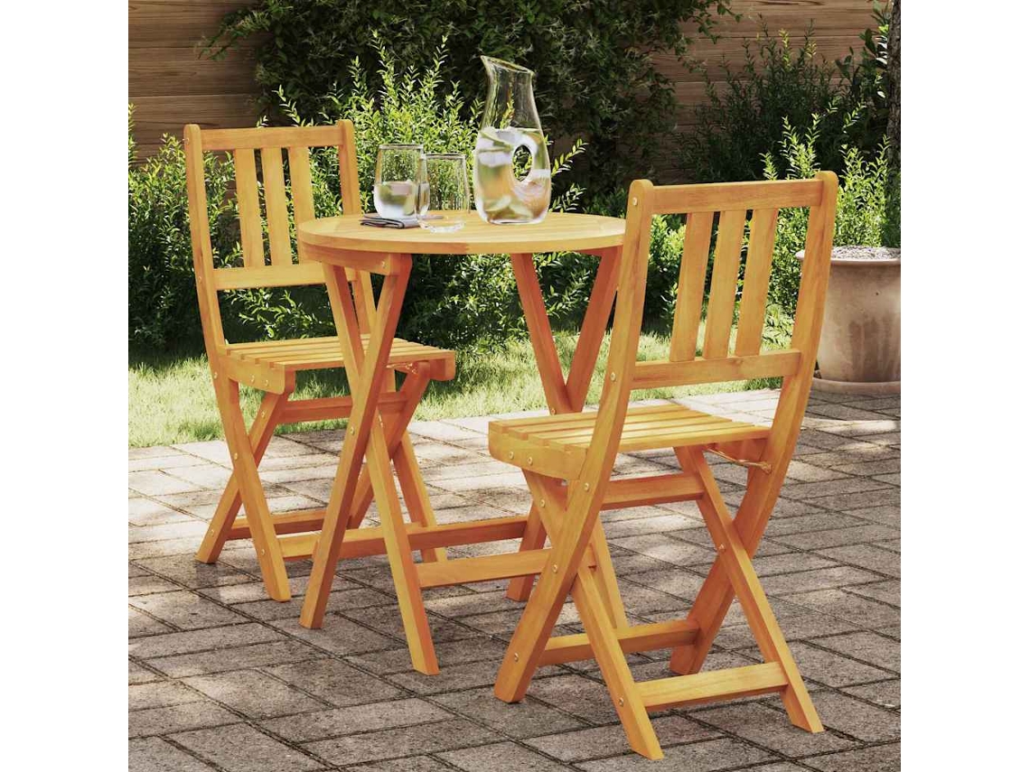 Vidaxl Conjunto Bistro 3 Unid. Óleo Natural Madeira Sólida De Acácia