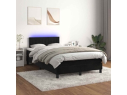 Vidaxl Cama Box Spring C/ Colchão/led 120x200 Cm Veludo Preto