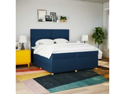 Vidaxl Cama Com Molas/colchão 200x200 Cm Tecido Azul