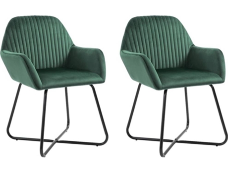 Conjunto 2 Cadeiras de Refeição  249803 Veludo Verde