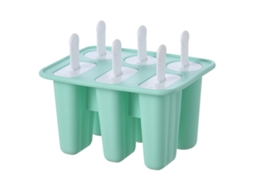 Forma De Silicone Para Sorvete Com Seis Compartimentos, Verde, 2 Peças