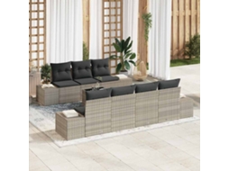 Vidaxl Conjunto de Sofá de Jardim 8 Pcs Cinzento claro Vime Pe