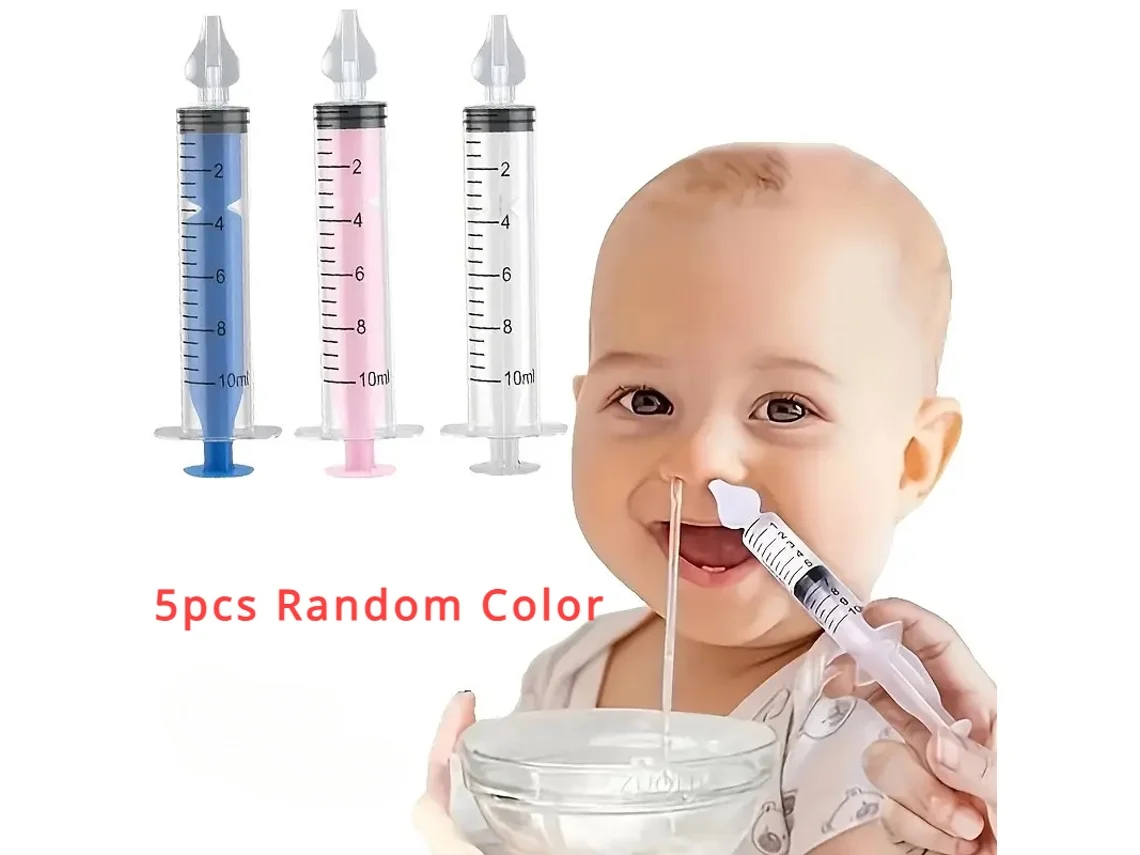 Conjunto De Irrigador Nasal Para Bebés Com 5 Peças | Irrigador Nasal De Silicone Para Bebés E Crianças, Capacidade De 10 Ml, Cores Sortidas