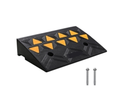 Rampa de Limiar Elevação 10,8 Cm 1 Peça Rampas Borracha para Calçadas Carga 15 T Acesso Cadeiras Rodas com Estrutura Grelha Estável Passagem Carros