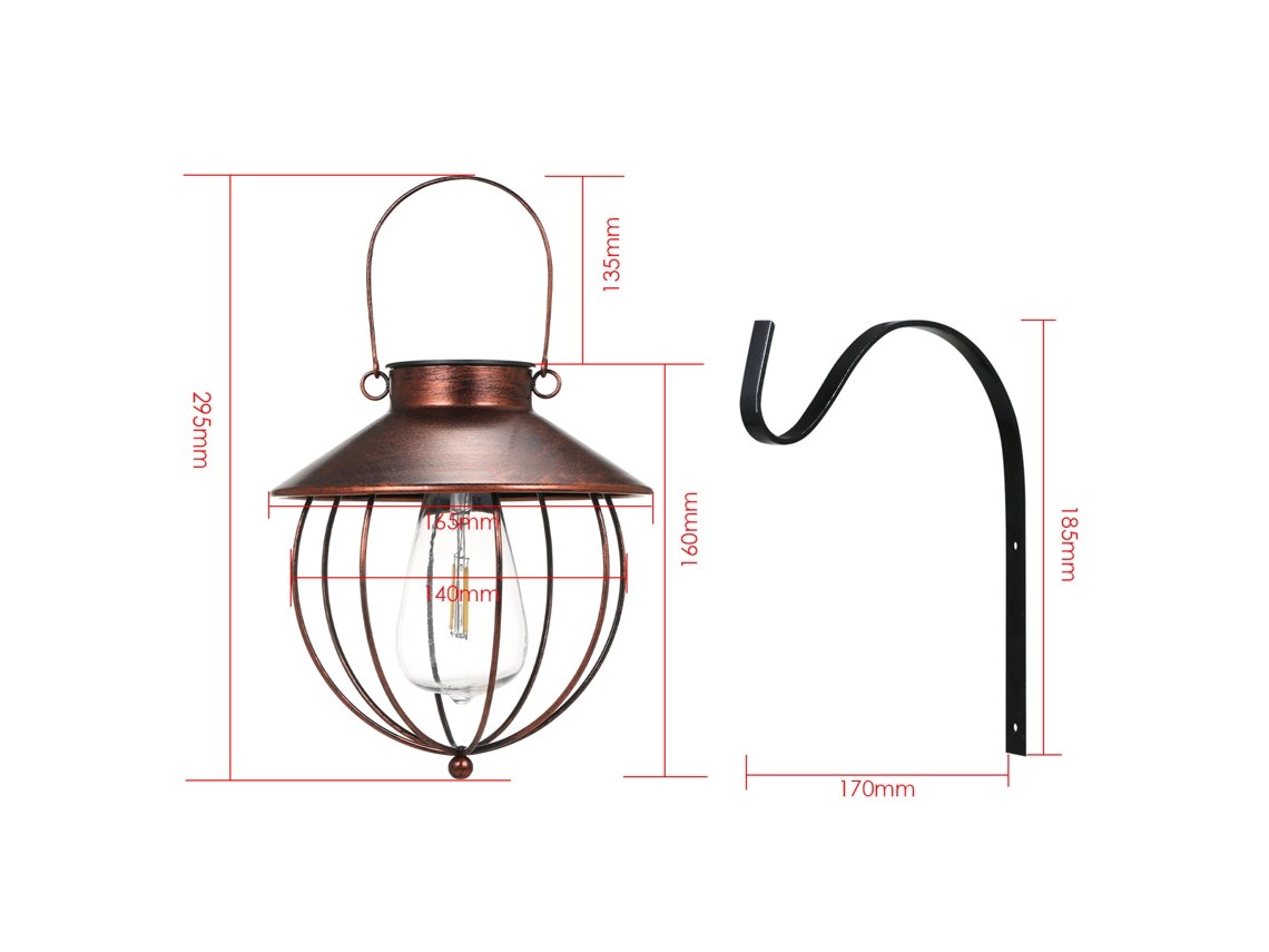 2026 lâmpada de Parede Solar Pendente Vintage Exterior Ip65 Impermeável para Jardim Pátio Caminho Controle de Luz Sensível