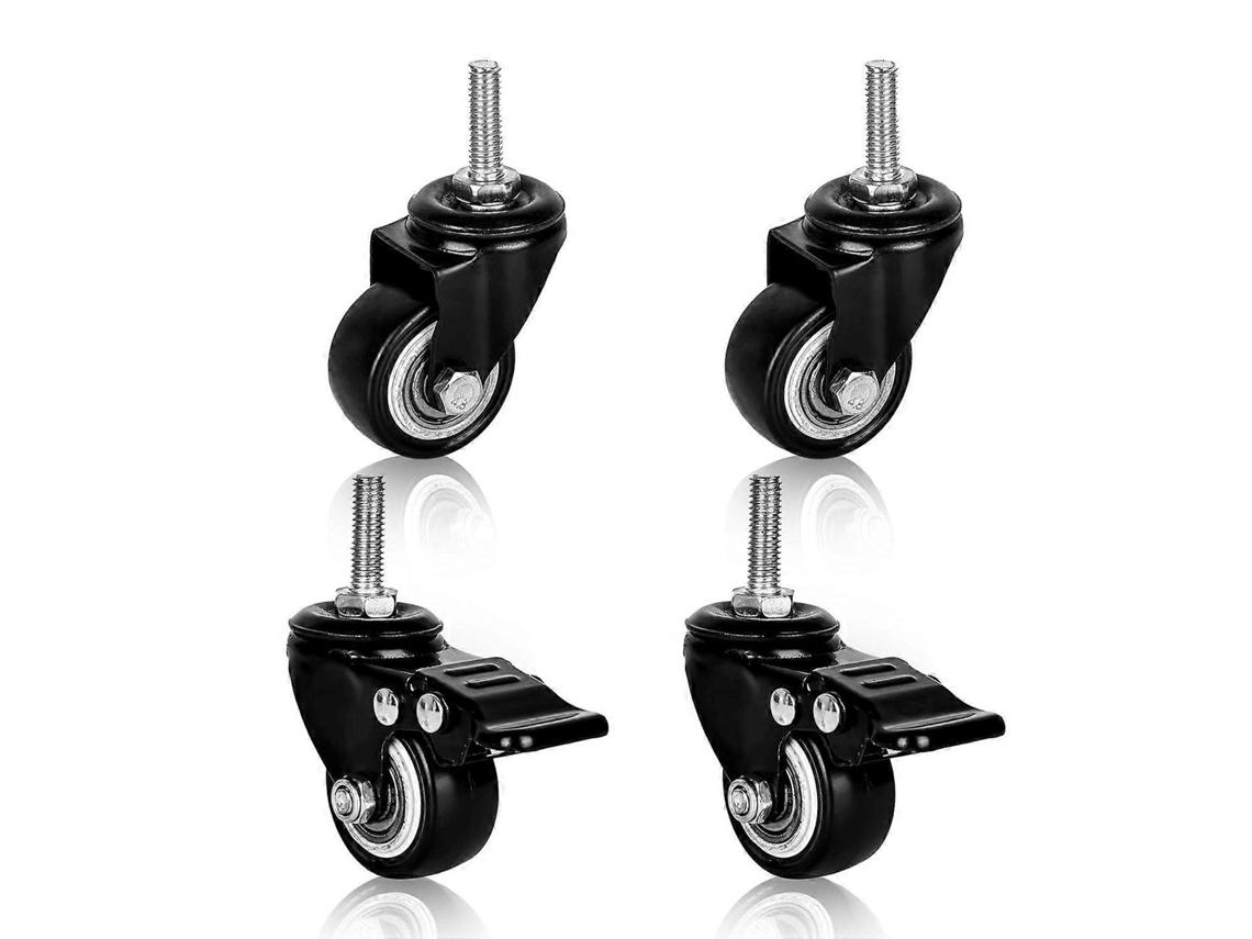 Conjunto De 4 Rodízios Para Móveis Rodízios M8 Reforçados Para Móveis, Rodízios Giratórios De Borracha Para Móveis De Poltrona. Aquaforge