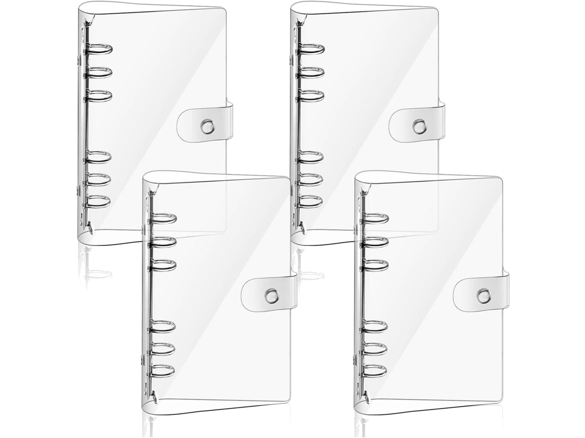 Pasta De 6 Argolas Em Pvc Transparente E Flexível, Recarregável E Econômica, Com Capa Protetora