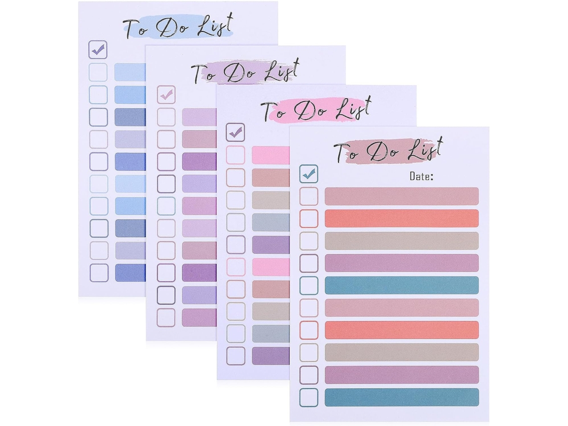 Lote De 4 Blocos-notas Adesivos Coloridos Em Papel Para Escritório Adesão Segura E Reposicionável