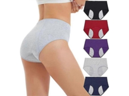5 Cuecas Femininas Anti Vazamento Período Menstrual Algodão