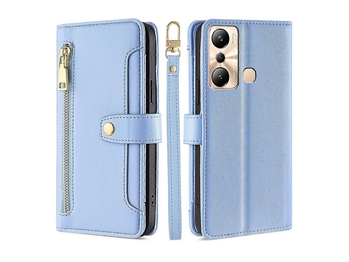 Capa De Celular Carteira Transversal Com Zíper E Textura De Carneiro Para Infinix Hot 20i
