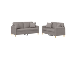 2 Pcs Conjunto de Sofás com Almofadas Tecido Cinza acastanhado MAISON EXCLUSIVE