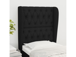 Vidaxl Cabeceira De Cama C/ Abas Tecido 83x23x118/128 Cm Preto