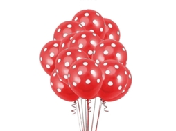 25 Balões de Látex Vermelhos com Pontos Brancos 12 Polegadas para Festas Aniversário Casamento