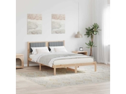 Vidaxl Estrutura De Cama Com Cabeceira Estofada Cinzento-claro