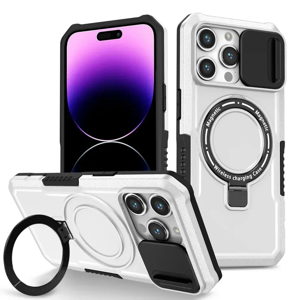 Capa Para Iphone 11 Pro (branca E Preta) Com Suporte, Proteção Deslizante Para A Câmera E À Prova De Quedas.