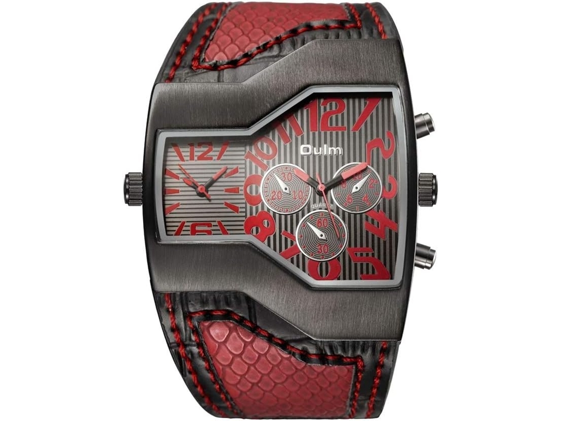 Lurelia Relógio Masculino, Movimento De Quartzo, Duplo Fuso/mostrador, 1,8 Polegadas, 0,39 Polegadas, Pele
