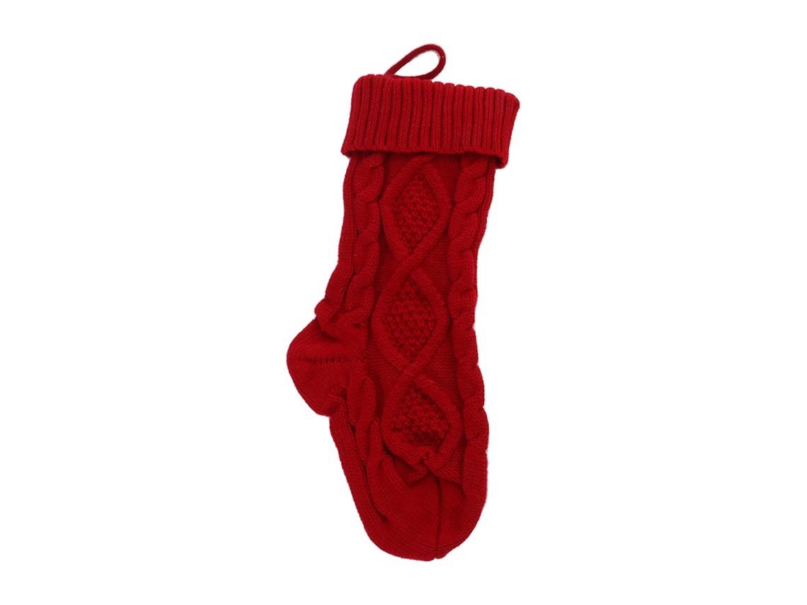 Meias Vermelhas de Lã com Riscas para Natal e Decorações Festivas LAXISCREED