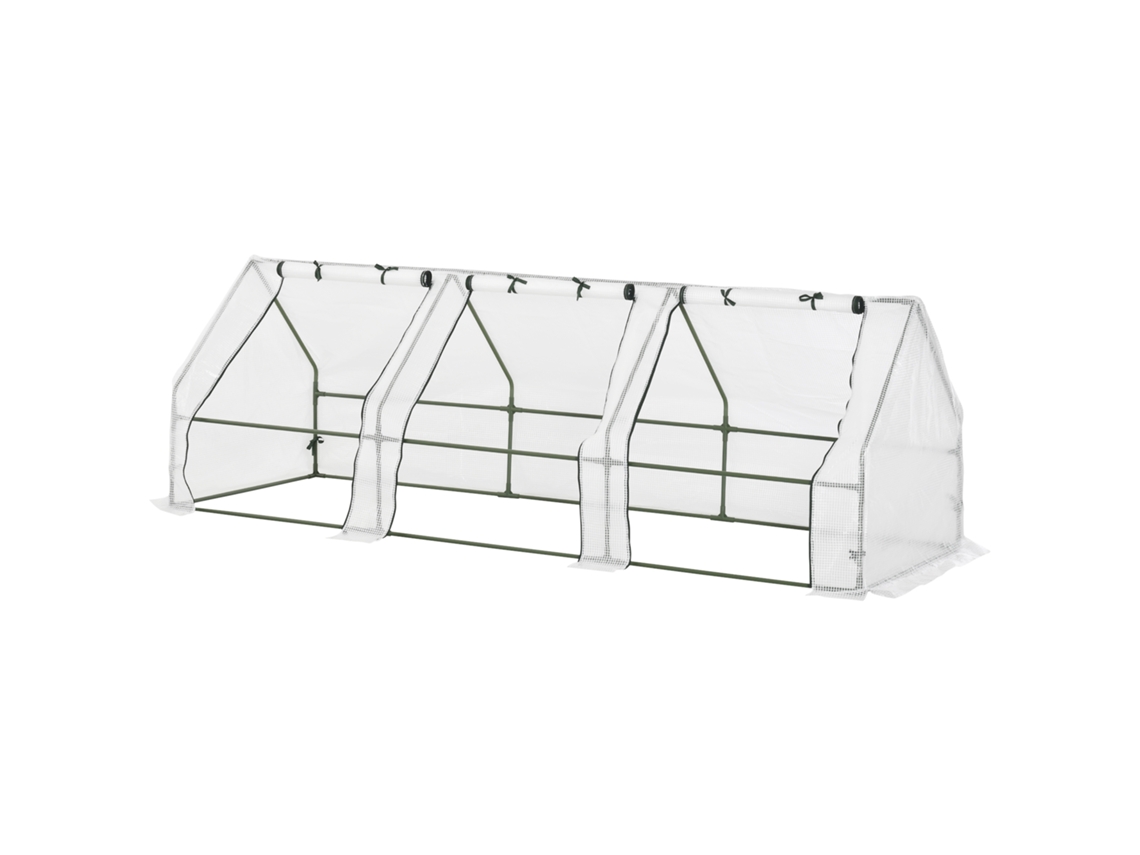Estufa de Jardim em Túnel de Pe com Bordos Alongados e Portas com Dobradiças.270x90x90 Cm.branco BTFORUS