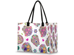 Bolsa Grande Tropicallife com Estampa de Caveira e Flor