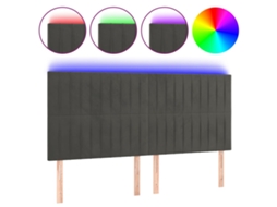 Led Headboard, Led Headboards Vidaxl Cinzeto Veludo (180 X 5 X 118/128 Cm)
