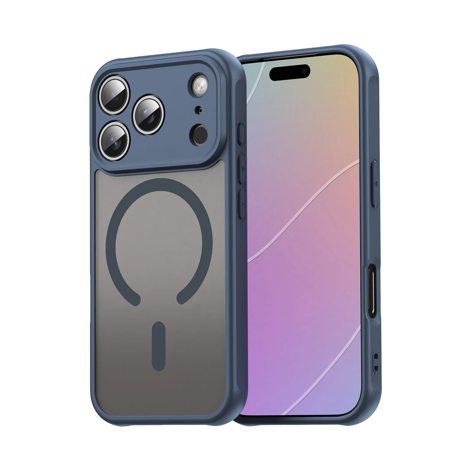 (azul, Iphone 15 Plus) Capa Protetora Minimalista Com Acabamento Fosco, Resistente A Quedas E Com Carregamento Sem Fio Magnético.