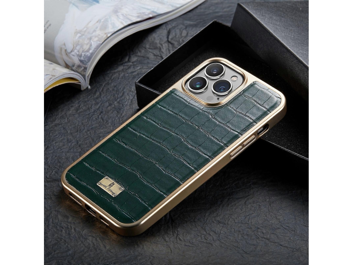 Capa De Celular Pu Galvanizada Com Textura De Crocodilo Para Iphone 13, Verde