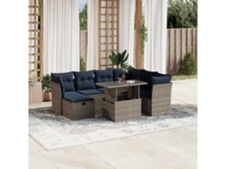 Vidaxl Conjunto De Sofá De Jardim Com 8 Peças E Almofadas Em Rattan Sintético Cinza
