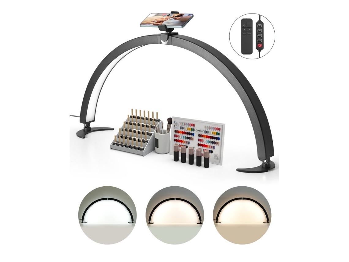 Candeeiro De Mesa Led 40w Dobrável Com Luz Uniforme, Suporte Para Telemóvel E Tekmaquinas