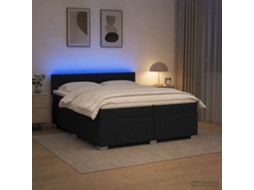 Vidaxl Cama Box Spring Com Colchão E Led Preto 200 X 200 Cm Tecido