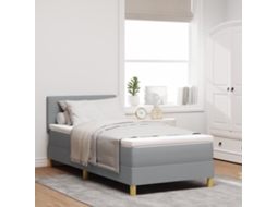 Cama Box Com Estrutura De Molas Com Colchão Cinza Claro 100x200 Cm Tecido