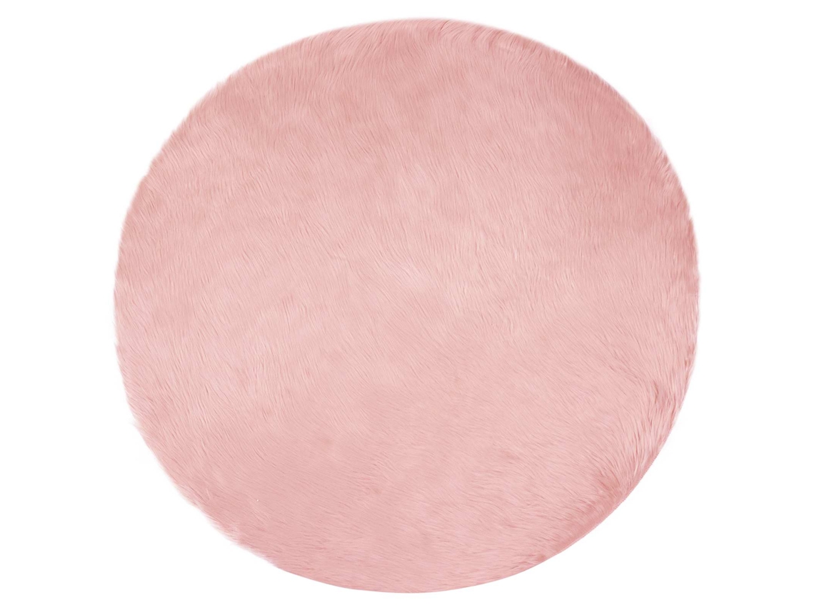 Vidaxl Tapete De De Ovelha Sintética Tafalla Rosa Ø 200 Cm Poliéster