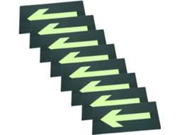 Pacote Com 8 Adesivos Luminosos Fosforescentes Em Formato De Seta De Saída De Emergência Em Pvc.