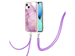 Capa Imd Tpu Resistente A Impactos Com Padrão De Mármore E Revestimento Eletroplástico Para Iphone 15 Plus, Com Cordão Para Pescoço.
