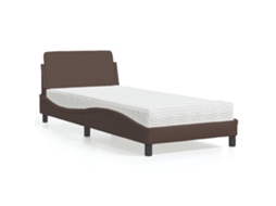 Vidaxl Cama com Colchão Dover 90x200 Cm Couro Artificial Castanho