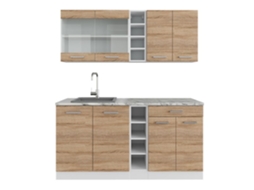 Cozinha R-Line, 160 cm, Mármore PT, Sonoma/branco, Vicco