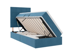 SYFAX™ Cama de Armazenamento Led com Colchão Azul Escuro 100 X 200 Cm